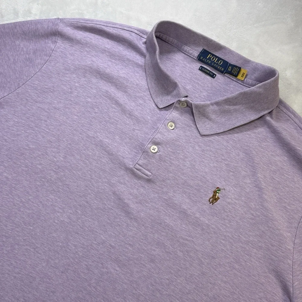 Polo Ralph Lauren Classic Fit Polo Shirt XL Purple Heather Big Pony Golf Cotton